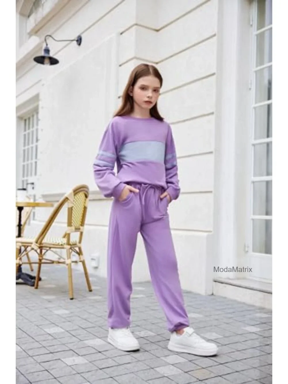Girls 2-Piece Long Sleeve Sweatsuit Set with Pocket